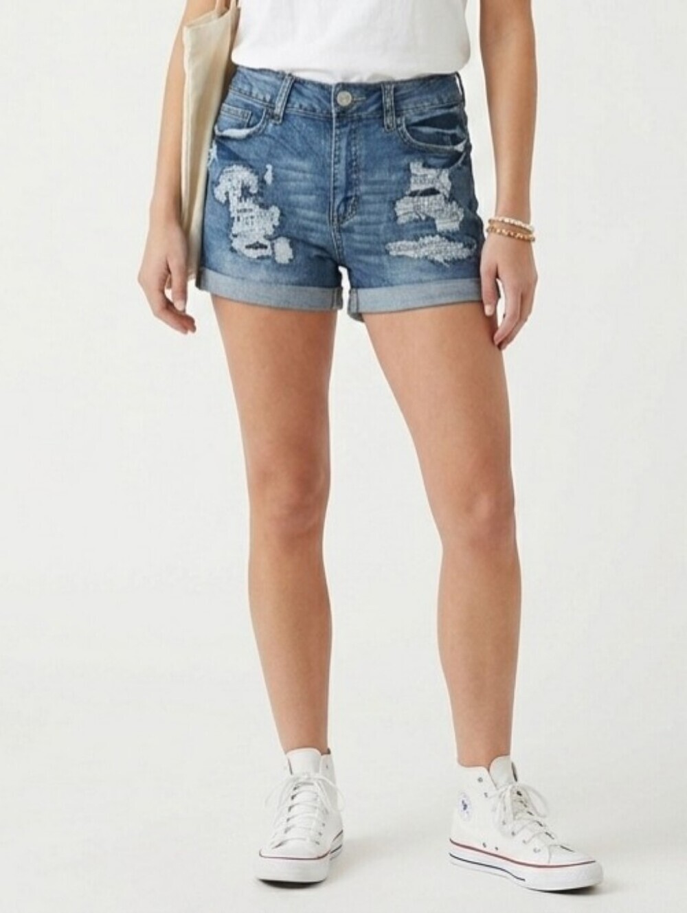 SO Blue Distressed Curvy Jean Shorts Cuffed Denim Size 5 Juniors